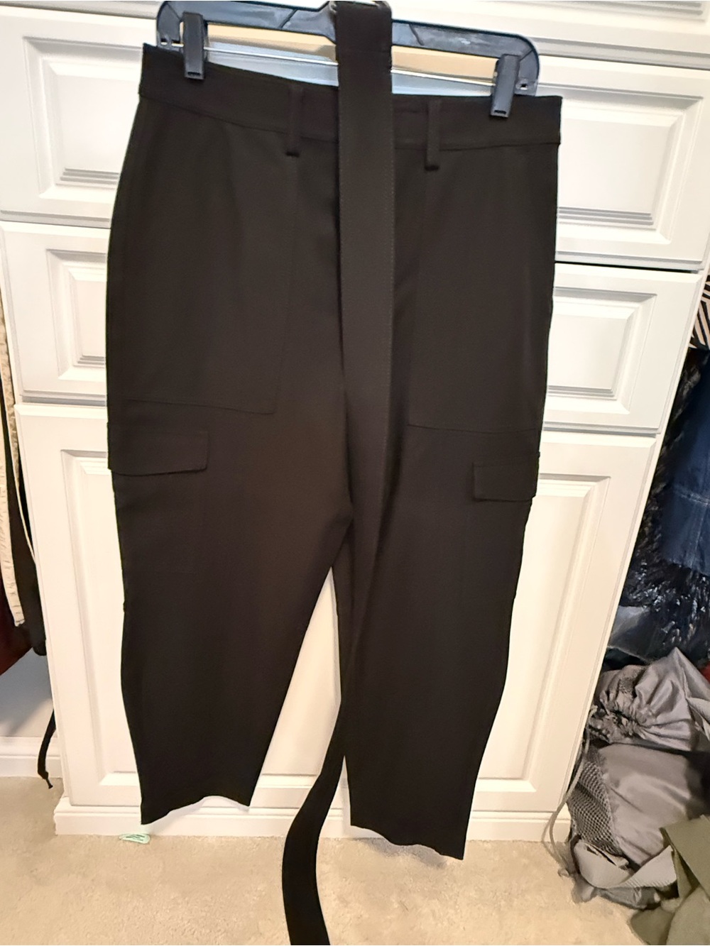 Banana Republic Black High-Waist Cargo Trousers with Belt